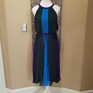 White House Black Market Blue and Purple Midi Dress
